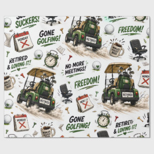 Golfpensioen thema voor golfer cadeaupapier