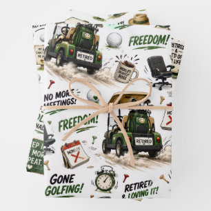 Golfpensioen thema voor golfer inpakpapier vel