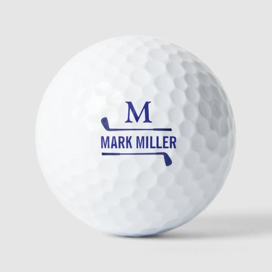 Golfplayer Cool & Custom Blue Monogram Golfballen (Voorkant)