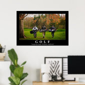 Golfposter met drie vrienden die naar toe lopen poster (Thuiskantoor)