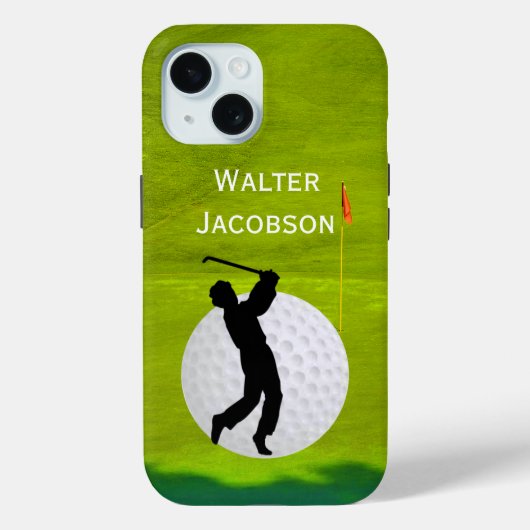 Golfsilhouet Golfer, Bal, Groen personaliseren Case-Mate iPhone Case (Achterkant)