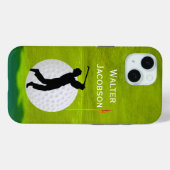 Golfsilhouet Golfer, Bal, Groen personaliseren Case-Mate iPhone Case (Achterkant (horizontaal))