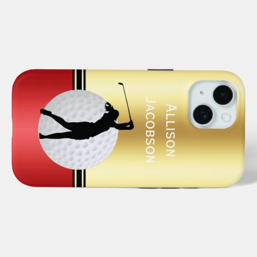 Golfsilhouet Golfer, Bal personaliseren Case-Mate iPhone Case (Achterkant (horizontaal))