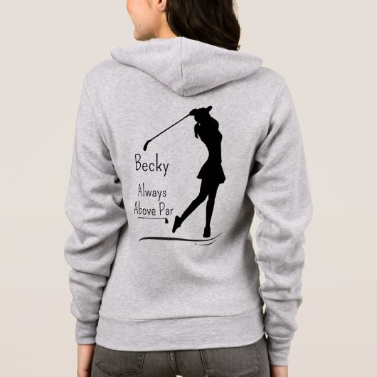 Golfsilhouet, Vrouw, naam, tekst Hoodie (Achterkant)