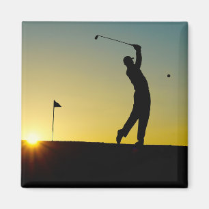Golfspeler bij Zonsondergang Magneet