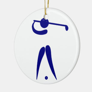 Golfspeler Blauw Wit Sport, voeg tekst en kleur to Keramisch Ornament