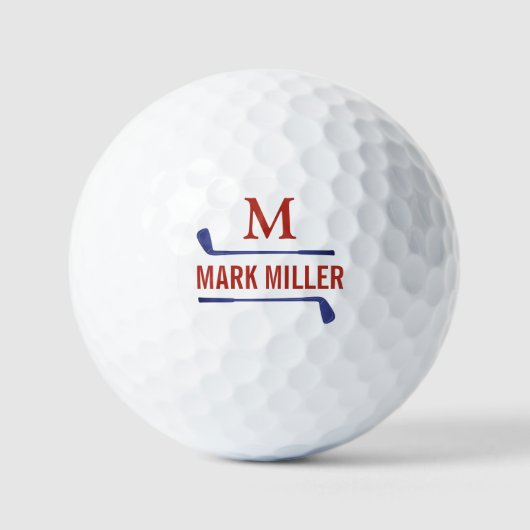 Golfspeler Cool Brick-Rode Monogram Initialen Golfballen (Voorkant)