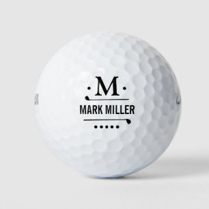Golfspeler Cool & Custom Zwarte Monogram Golfballen