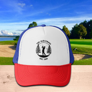 Golfspeler Dennenbomen Naam Toevoegen Trucker Pet
