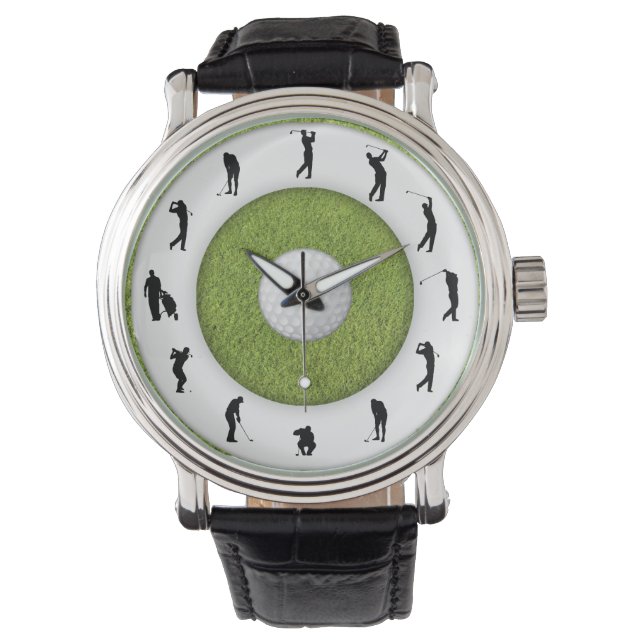 Golfspeler Golfer Grass Design Horloge (Voorkant)