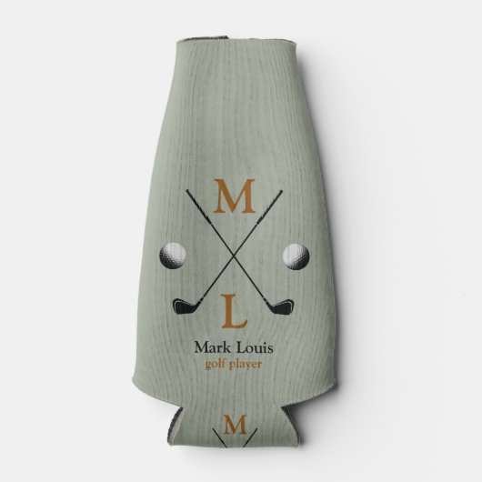 Golfspeler/golfer/Monogram Gepersonaliseerd Flesjeskoeler (Voorkant)