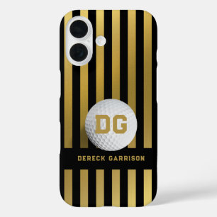 Golfspeler   gouden Initialen iPhone 16 Hoesje
