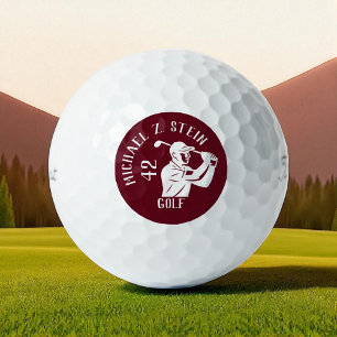 Golfspeler Icoon, Naam en Leeftijd diep rood Golfballen