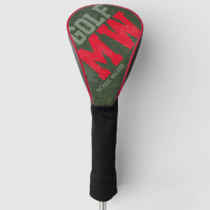 golfspeler initialen naam rood & jager-groen golf  golfheadcover