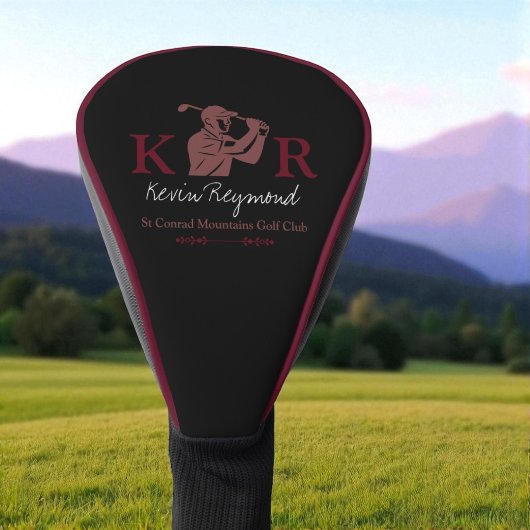 Golfspeler Initialen Script Naam Golfheadcover