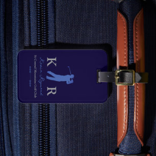 Golfspeler Klassiek Blauw Golfers Bagagelabel