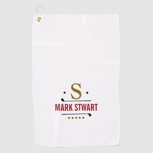 Golfspeler monogram golfhanddoek (Voorkant)