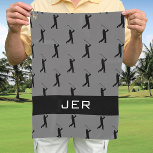 Golfspeler Op Maat Gemaakt Motief Grijs Zwart Golfhanddoek