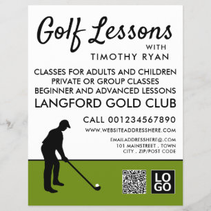Golfspeler Silhouet, GoIf Les Advertentie Flyer