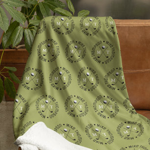 Golfspelers khaki Logo Monogrammed allover Fleece Deken