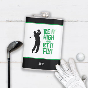 Golfsport Leuke Humor T-shirt Quote Zwart Groen 8 Heupfles