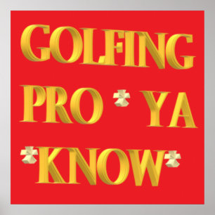 Golfsport ontwerp rood en goud grote tekst poster