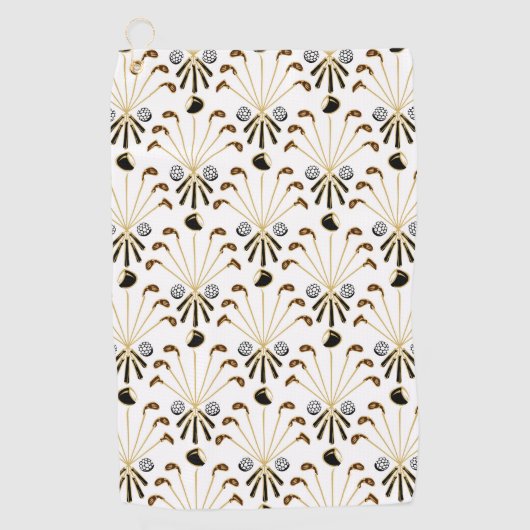 Golfstokken | Goud + Zwart. Wit Golfhanddoek (Voorkant)