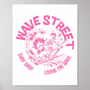 Golfstraat Skelet Surfer Vibes Strand Surfen Gr Poster