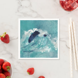 golfsublimatie   Nautisch getijdenwater blauw-groe Servet