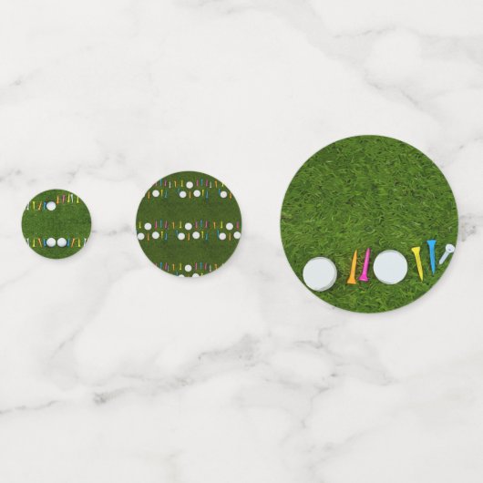 Golftafelconfetti met golfbal en t - shirts confetti (Voorkanten)