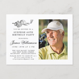 Golfthema 60e VERRASSING Verjaardagsfeestfoto Uitnodiging Briefkaart
