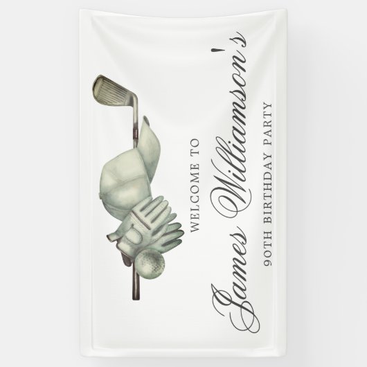 Golfthema 90e verjaardagsfeestje Welkom Spandoek (Verticaal)