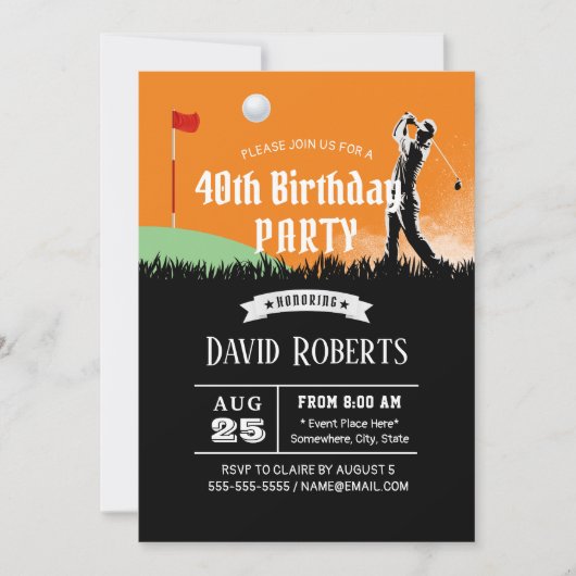 Golfthema Volwassene 40ste verjaardagsfeestje Kaart (Voorkant)
