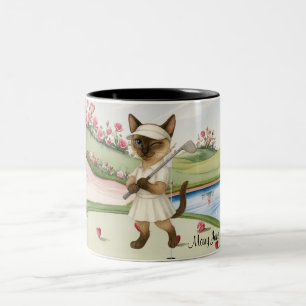 Golfthema Vrouw Bachelorette Bruid Kattenliefhebbe Tweekleurige Koffiemok