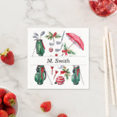 Golfuitrusting Kerst Decoratie golfer feest Servet (Insitu)