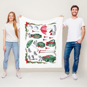 Golfuitrusting Kerstdecoratie voor golfer Fleece Deken