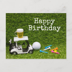 Golfverjaardag met balletje en biertje met t - shi briefkaart