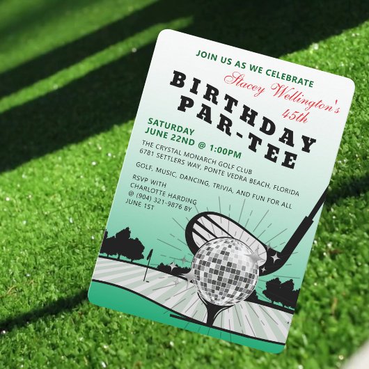 Golfverjaardag Par-t-shirt Party Invitation Kaart