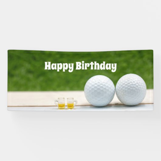 Golfverjaardagsbanner met golfballen en bier spandoek (Horizontaal)