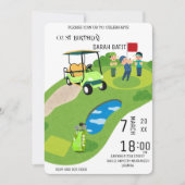 Golfverjaardagsuitnodiging, Golf Par-T-shirt Uitno Kaart (Voorkant)