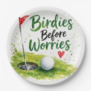Golfvlag en bal op de golfbaan papieren bordje