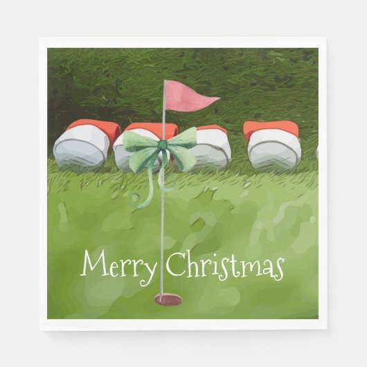 Golfvlag Kerstmis met veel Ball golfer Servet (Voorkant)