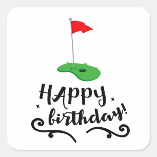 Golfvlag met tekst Gefeliciteerd met je verjaarda Vierkante Sticker