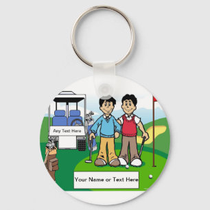 Golfvrienden - Mannelijke en Mannelijke Cartoon Sleutelhanger