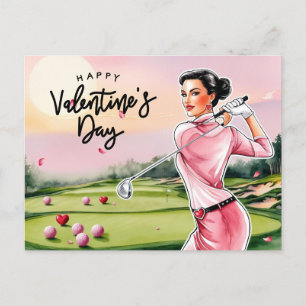 Golfvrouw Golfer Golfen Valentijnsdag Feestdagenkaart