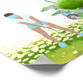 Golfvrouw speelt golf-poster poster (Hoek)