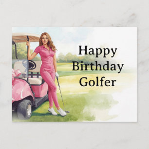 Golfvrouw speelt golf Verjaardag golfer Kaart