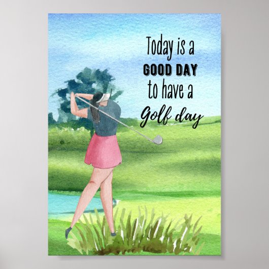 Golfvrouw speelt golf-waterverf poster (Voorkant)