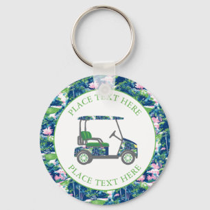 Golfwagentje met Preppy-golfprint Sleutelhanger