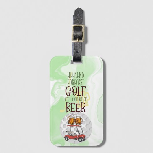 Golfweekend met bal en bier bagagelabel (Voorkant (verticaal))